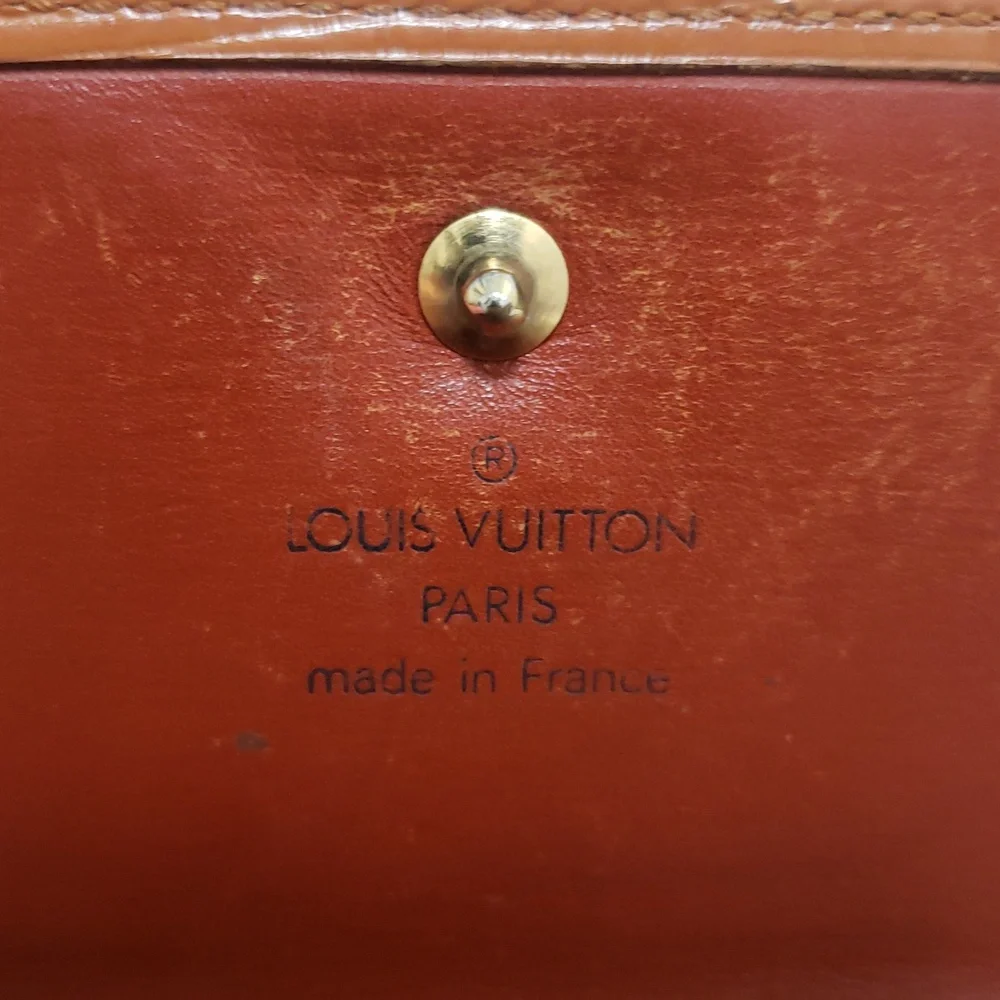 Louis Vuitton Cognac Brown Epi Leather Double Snap Wallet Authentic Vintage